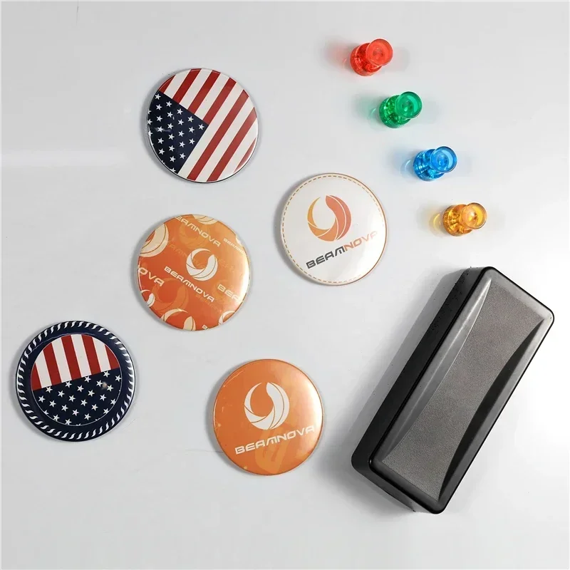 Button Badge Blank - 無地のソフトマグネット冷蔵庫マグネットバッジボタンパーツ 100セット 58MM DIY製作 キッチン 家庭用冷蔵庫装飾バッジ用品