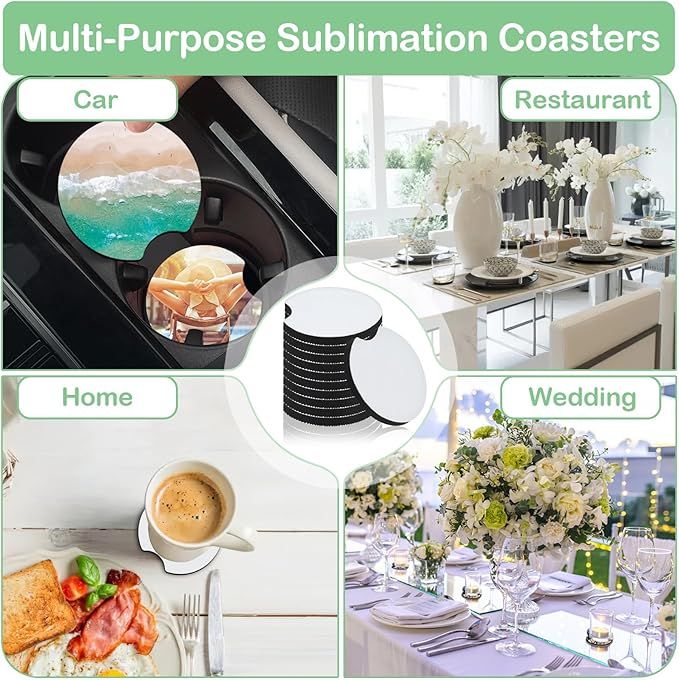 10/20個入り昇華印刷用ブランクカーコースター、10/20 - Coaster Sublimation Blank のレビューと価格