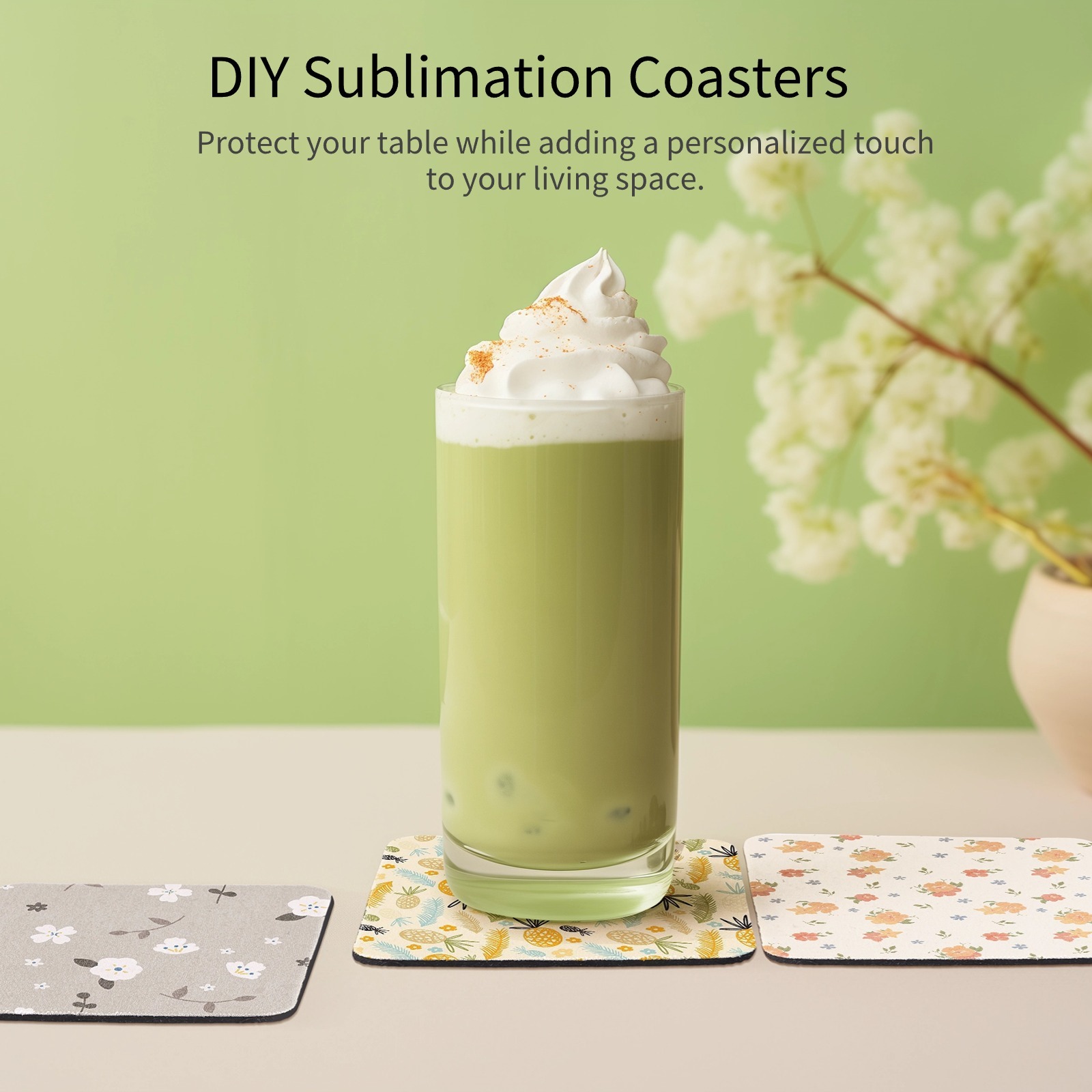 正方形の昇華コースター,熱プレス印刷,日曜大工,滑り止めカッ - Coaster Sublimation Blank のレビューと価格