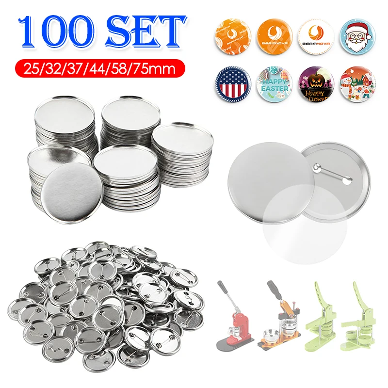 100 セットブランクバッジピンボタンメーカー部品用品 25 - Button Badge Blank のレビューと価格